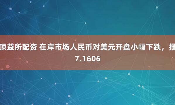 顶益所配资 在岸市场人民币对美元开盘小幅下跌，报7.1606