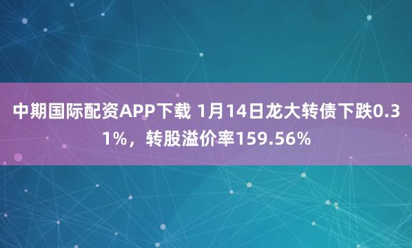 中期国际配资APP下载 1月14日龙大转债下跌0.31%，转股溢价率159.56%